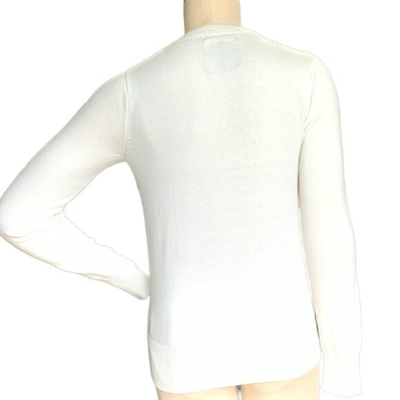 US Polo Assn White V-Neck Sweater Sz Juniors L #68A - Picture 4 of 9